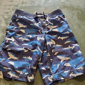 Mini Boden Shark swim trunks sz 8